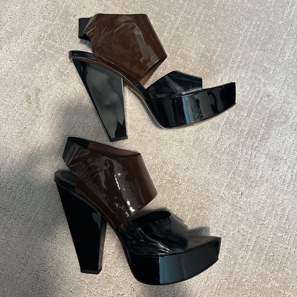 MARNI (Spring 2008 Collection) Patent Leather Heels Black Brown Size EU 37 - Picture 1 of 5